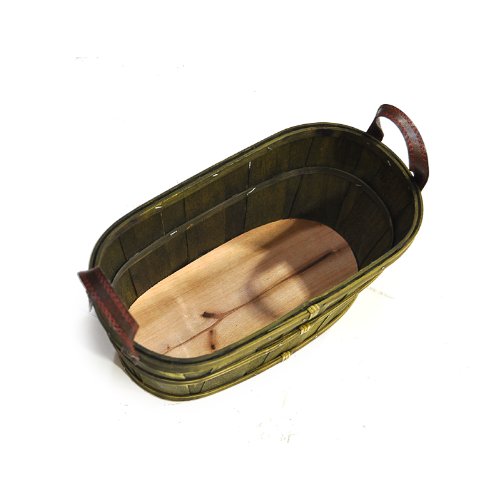 The Lucky Clover Trading Small Woodchip Bushel Basket, Green