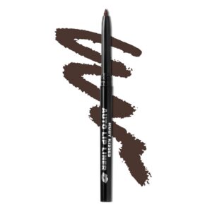 ruby kisses auto lip liner pencil, long lasting & non-fading, smooth application, non-feathering with rich color, no sharpener needed, ideal for full lips look (dark brown)