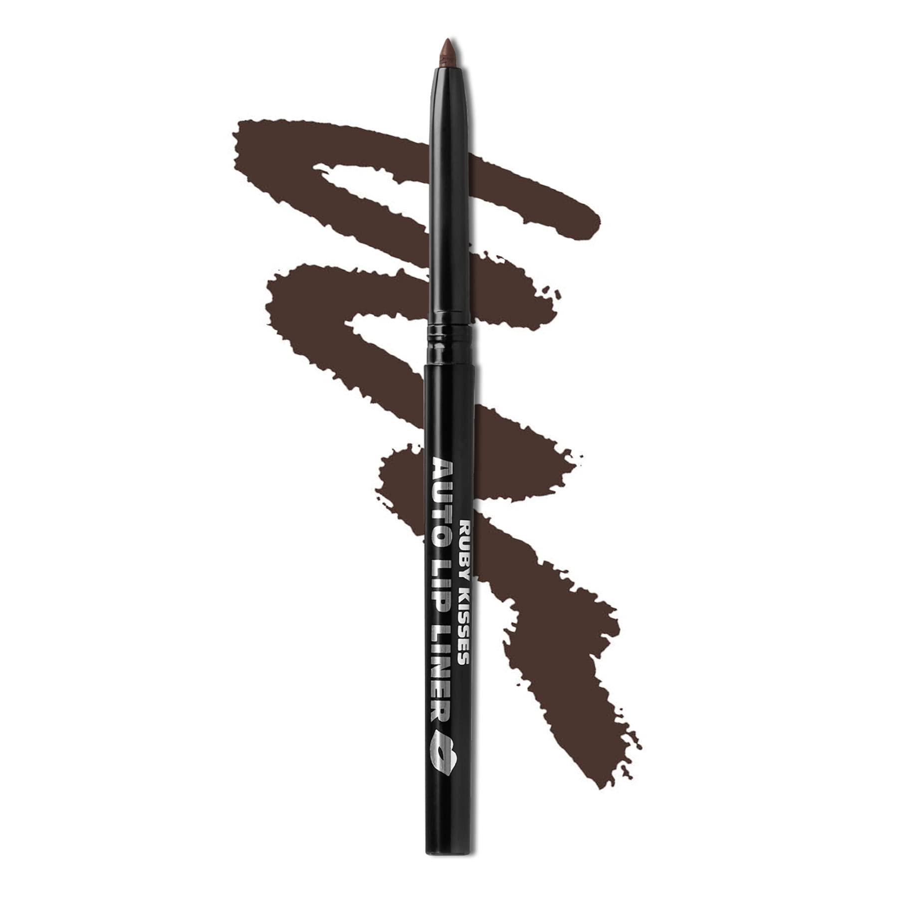 Ruby Kisses Auto Lip Liner Pencil, Long Lasting & Non-Fading, Smooth Application, Non-Feathering with Rich Color, No Sharpener Needed, Ideal for Full Lips Look (Dark Brown)