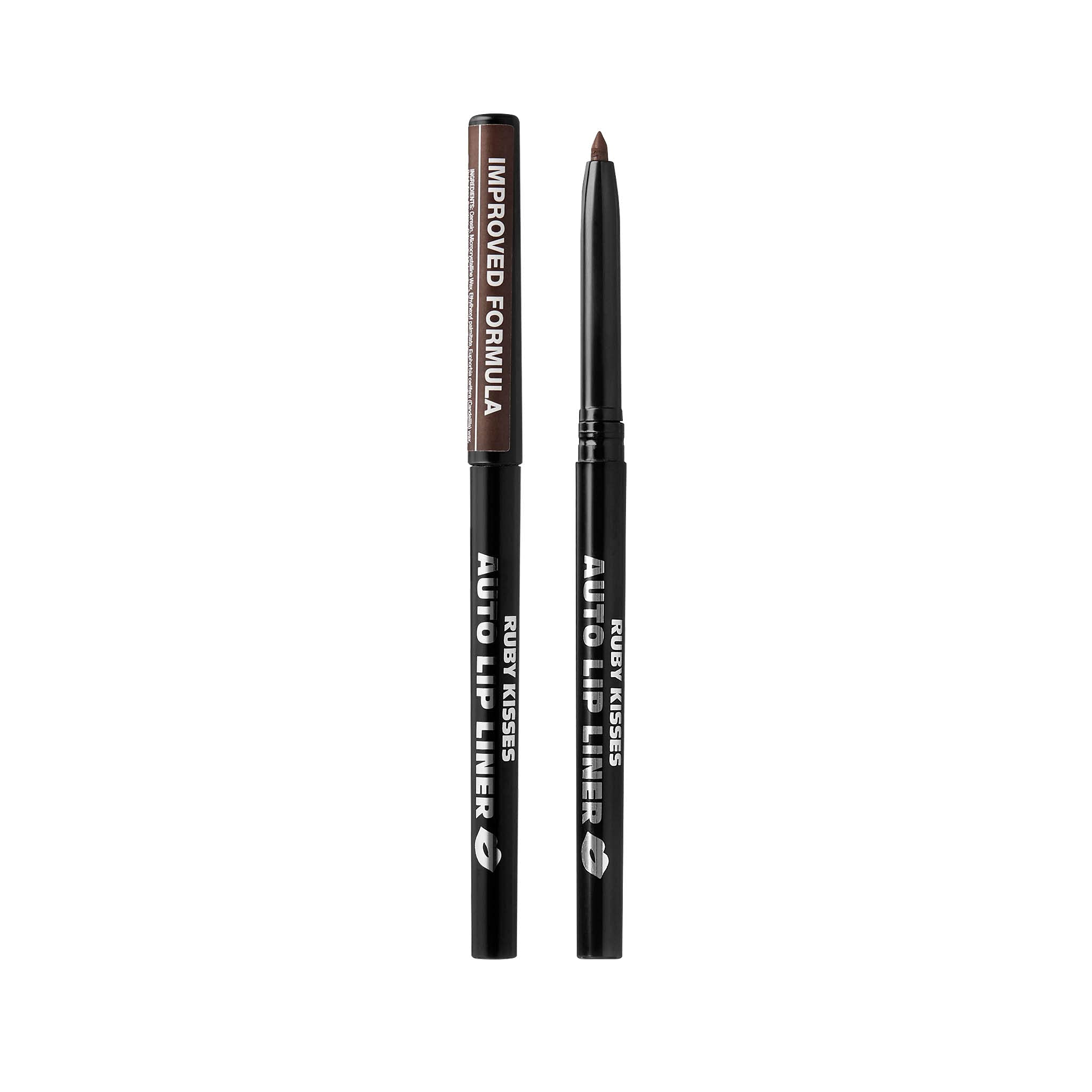 Ruby Kisses Auto Lip Liner Pencil, Long Lasting & Non-Fading, Smooth Application, Non-Feathering with Rich Color, No Sharpener Needed, Ideal for Full Lips Look (Dark Brown)