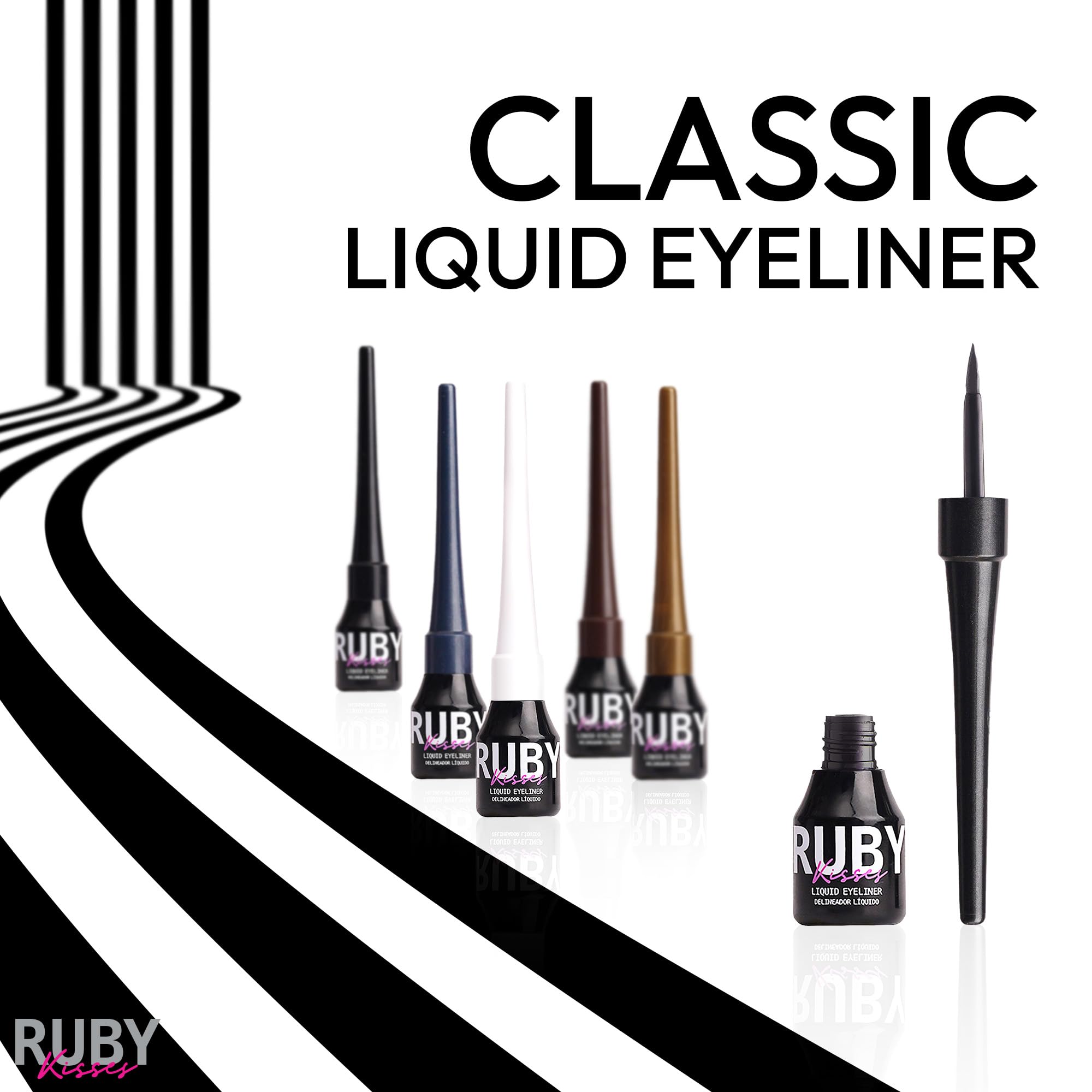 Ruby Kisses Classic Liquid Eyeliner, Smudgeproof Long Lasting Eye Makeup with Felt-Tip Applicator (1 PACK, White)