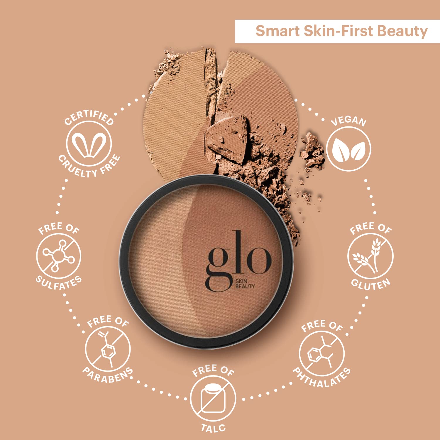 Glo Skin Beauty Bronzer Pressed Powder (Sunkiss) - Mineral Based Makeup Adds Warmth and Natural Contour for a Sun-Kissed Glow