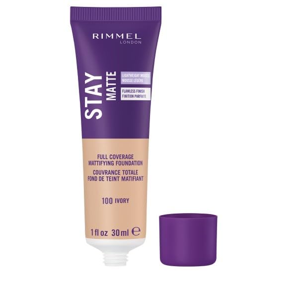 Rimmel London Stay Matte Liquid Mousse - 091 Light Ivory - Foundation, Lightweight, Shine Control, Oil-Free, 1oz