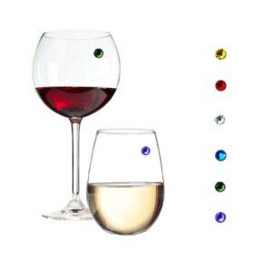 simply charmed crystal magnetic drink markers & wine charm tags for stemless glasses, beer mugs, champagne flutes & more - set of 6 floral colors