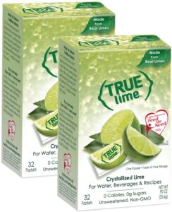 true lime, unsweetened crystallized lime cream (pack of 2 boxes, total 64 individual packets)