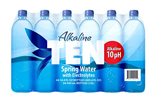 TEN Alkaline Spring Water, pH 10, High in Electrolytes, 16.9 Fl Oz (Pack of 24)