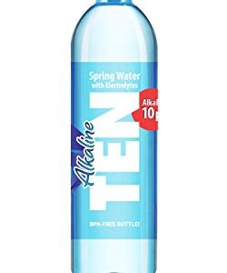 TEN Alkaline Spring Water, pH 10, High in Electrolytes, 16.9 Fl Oz (Pack of 24)