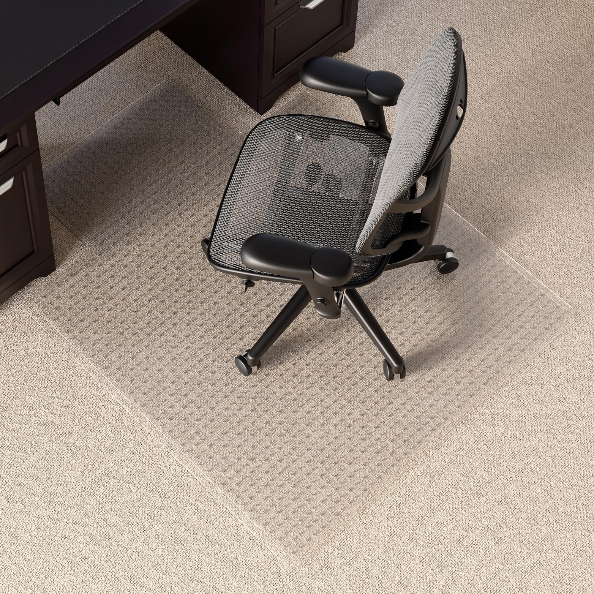 Realspace® Medium-Pile Chair Mat With Beveled Edge, Standard Lip, 45"W x 53"D, Clear