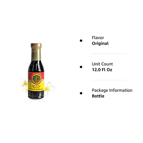 Aloha Shoyu Soy Sauce, Original Blend - Hawaiian Soy Sauce with Smooth, Balanced Flavor - Authentic Soy Sauce for Cooking, Marinades, and Dips - Premium Shoyu Soy Sauce Made in Hawaii - 12 Oz