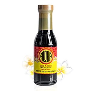 aloha shoyu soy sauce, original blend - hawaiian soy sauce with smooth, balanced flavor - authentic soy sauce for cooking, marinades, and dips - premium shoyu soy sauce made in hawaii - 12 oz