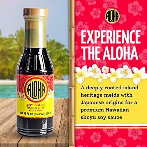 Aloha Shoyu Soy Sauce, Original Blend - Hawaiian Soy Sauce with Smooth, Balanced Flavor - Authentic Soy Sauce for Cooking, Marinades, and Dips - Premium Shoyu Soy Sauce Made in Hawaii - 12 Oz