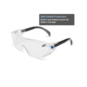 Gateway Safety 6980 Cover2 Safety Glasses Protective Eye Wear - Over-The-Glass (OTG), Clear Lens, Black Temple