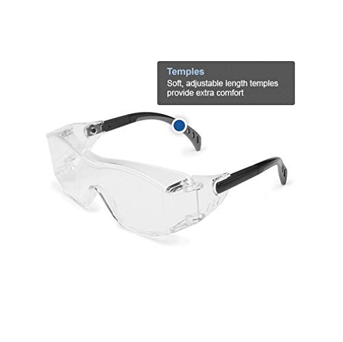 Gateway Safety 6980 Cover2 Safety Glasses Protective Eye Wear - Over-The-Glass (OTG), Clear Lens, Black Temple