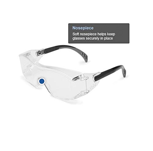 Gateway Safety 6980 Cover2 Safety Glasses Protective Eye Wear - Over-The-Glass (OTG), Clear Lens, Black Temple