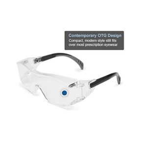 Gateway Safety 6980 Cover2 Safety Glasses Protective Eye Wear - Over-The-Glass (OTG), Clear Lens, Black Temple