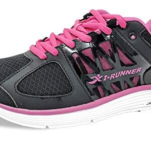 I-RUNNER Woman Sophia Black/Pink Leather/Mesh 9 Medium (B) US