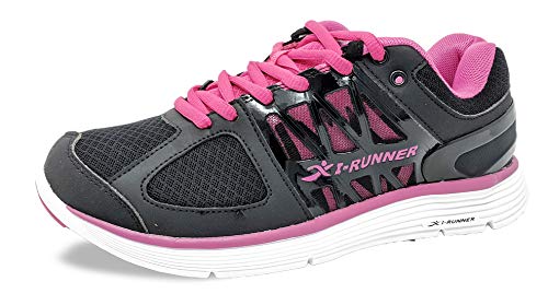 I-RUNNER Woman Sophia Black/Pink Leather/Mesh 9 Medium (B) US