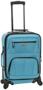 rockland pasadena softside spinner wheel luggage, turquoise, carry-on 20-inch