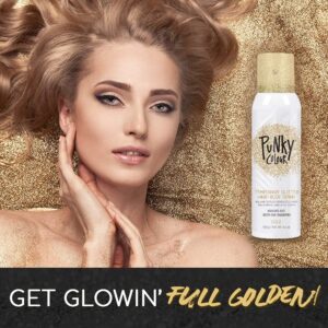 Punky Temporary Hair and Body Glitter Color Spray, Travel Spray, Lightweight, Adds Shimmery Glow, Perfect to use On Hair, Skin, or Clothing, 3.5 oz - Gold