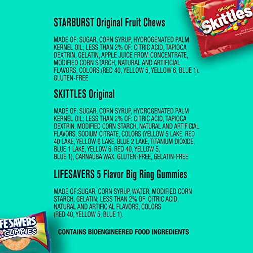 SKITTLES, STARBURST & LIFE SAVERS Fun Size Variety Pack Summer Chewy Candy Assortment, 22.7 oz, 80 Piece Bulk Candy Bag