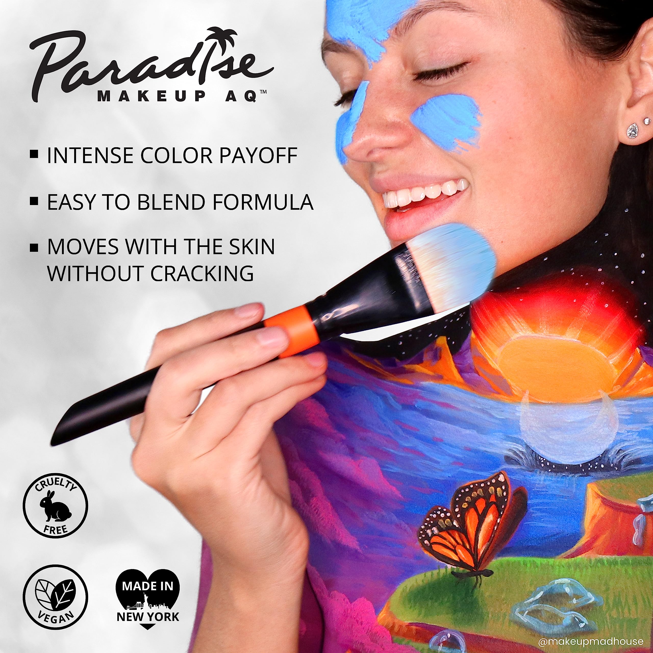 Mehron Makeup Paradise Makeup AQ 8 Color Basic Palette | Magnetic Refillable Body Paint & Face Paint Palette | Professional Water Activated Makeup for Costumes, SFX, Halloween, & Cosplay