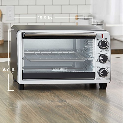 BLACK+DECKER TO1950SBD 6-Slice Convection Countertop Toaster Oven, Includes Bake Pan, Broil Rack & Toasting Rack, Stainless Steel/Black Convection Toaster Oven