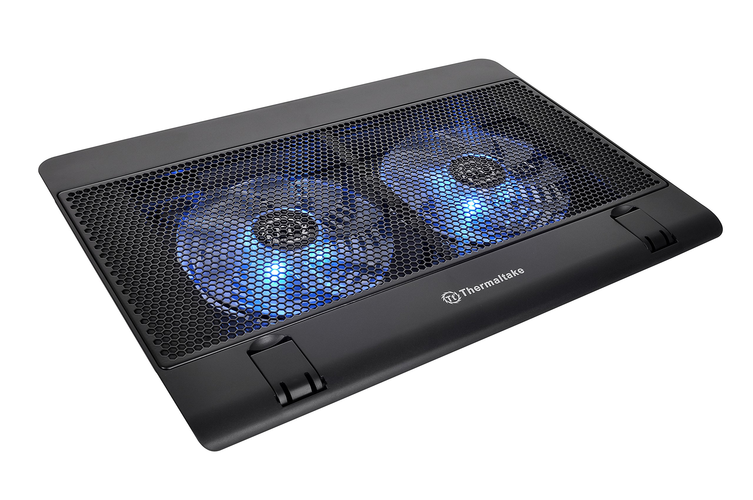 Thermaltake Massive 14 Steel Mesh Panel Dual 140mm Blue LED Fan Adjustable Speed Control 10"-17" Laptop Notebook Cooling Pad CL-N001-PL14BU-A,Black