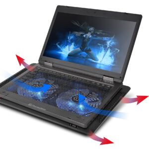 Thermaltake Massive 14 Steel Mesh Panel Dual 140mm Blue LED Fan Adjustable Speed Control 10"-17" Laptop Notebook Cooling Pad CL-N001-PL14BU-A,Black