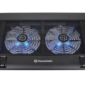 Thermaltake Massive 14 Steel Mesh Panel Dual 140mm Blue LED Fan Adjustable Speed Control 10"-17" Laptop Notebook Cooling Pad CL-N001-PL14BU-A,Black