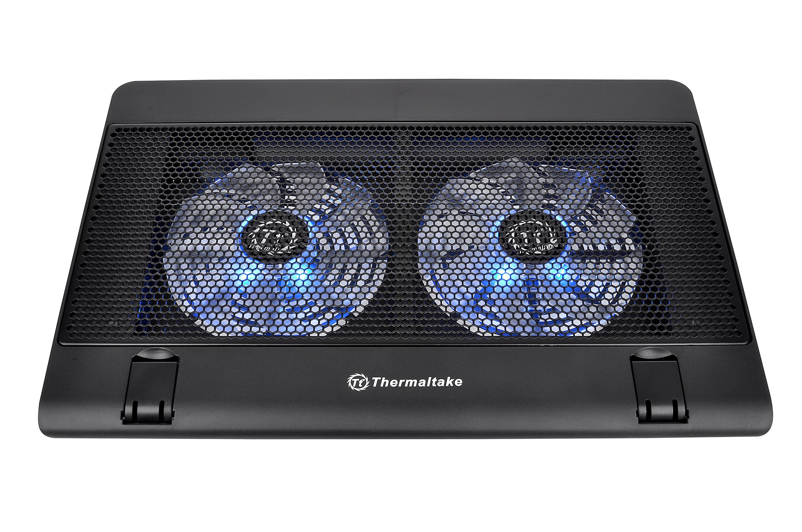 Thermaltake Massive 14 Steel Mesh Panel Dual 140mm Blue LED Fan Adjustable Speed Control 10"-17" Laptop Notebook Cooling Pad CL-N001-PL14BU-A,Black