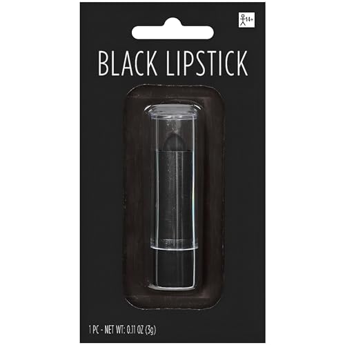 AMSCAN Bold & Daring Black Lipstick (0.08 oz)- 1 Pc - Perfect for a Striking Look and Unleashing Your Inner Rebel