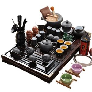 ufengkewood tea tray ceramic kung fu tea set tea service-white and black