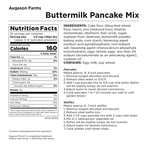 Augason Farms Buttermilk Pancake Mix 3 lbs 4 oz #10 Can