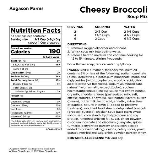 Augason Farms Cheesy Broccoli Soup Mix Can, 54 oz