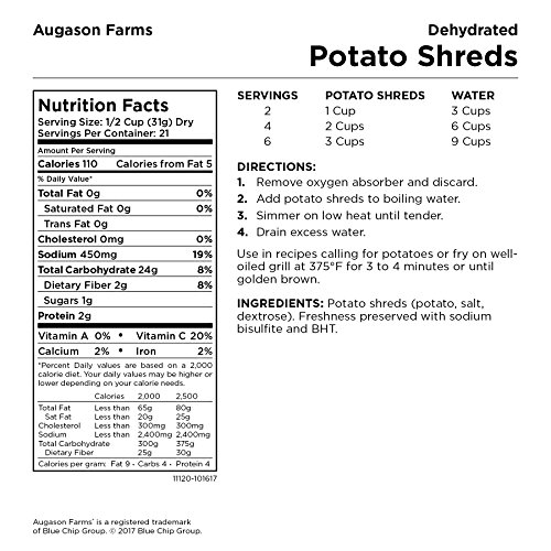 Augason Farms Dehydrated Potato Shreds 1 lb 7 oz (pack of 1)