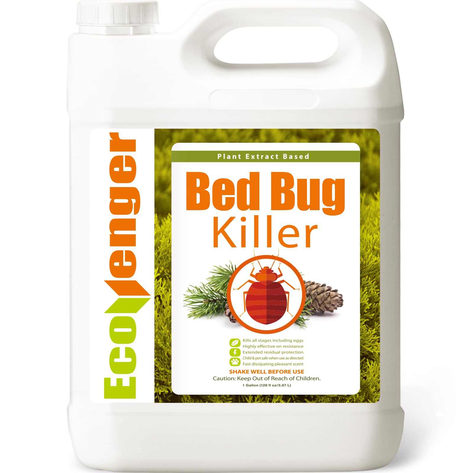 EcoRaider Bed Bug Killer Spray 1 Gallon Jug, Green + Non-Toxic, 100% Kill + Extended Protection