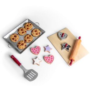 THE QUEEN'S TREASURES 18 Inch Doll Food Accessories,16 Piece Authentic Cookie Baking Set with Cookies About Baking Tools, Compatible with American Girl Pastry Bake Shop & Kitchen Furniture