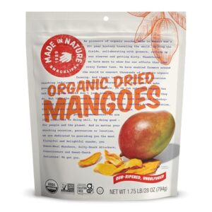made in nature organic dried mangoes, non-gmo, gluten free, unsulfured, vegan snack, 28oz (pack of 1), packaging may vary