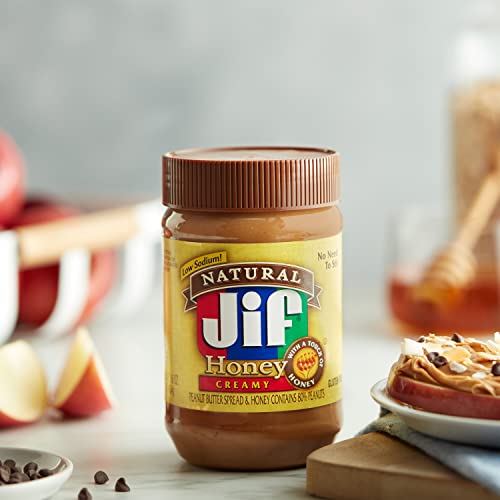 Jif Natural Creamy Peanut Butter Spread and Honey, 16 Ounces, Contains 80% Peanuts