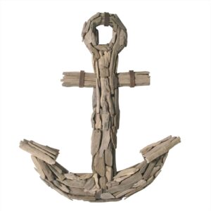 lazy susan driftwood anchor, 21" l x 19" w x 4" h, (356023)