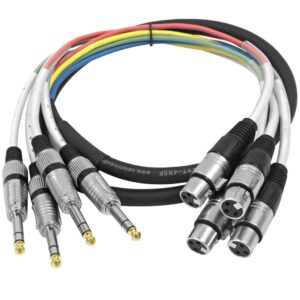 seismic audio - saxt-4x5f - 4 channel 1/4" trs to xlr female snake cable - 5 feet long - serviceable ends - pro audio effects snake for live live, recording, studios, and gigs - patch, amp, mixer,