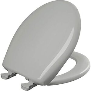 bemis 200slowt 062 toilet seat will slow close, never loosen and easily remove, round, plastic, ice grey