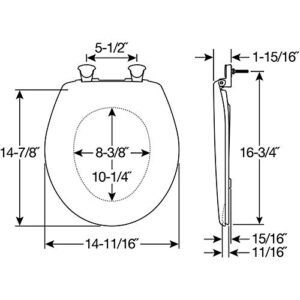 Bemis 200SLOWT 062 Toilet Seat will Slow Close, Never Loosen and Easily Remove, ROUND, Plastic, Ice Grey