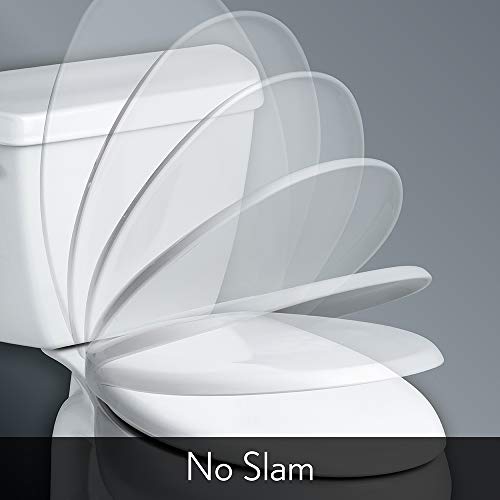 Bemis 200SLOWT 062 Toilet Seat will Slow Close, Never Loosen and Easily Remove, ROUND, Plastic, Ice Grey