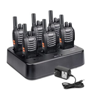 case of 6,retevis h-777 walkie talkies for adults long range, rechargeable two-way radios,with 6-way multi unit charger,flashlight handheld business 2 way radios