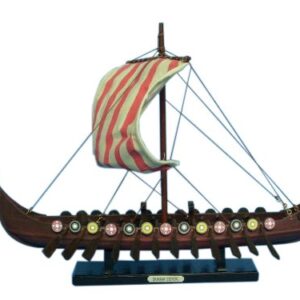 Hampton Nautical Viking Drakkar Ship, 14" , Brown
