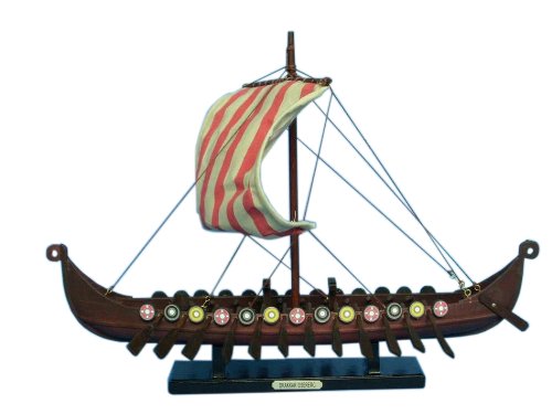 Hampton Nautical Viking Drakkar Ship, 14" , Brown