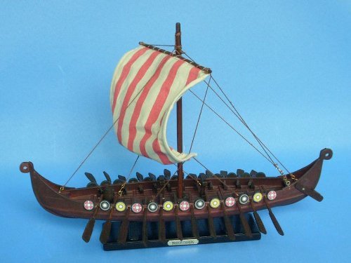 Hampton Nautical Viking Drakkar Ship, 14" , Brown