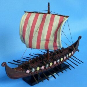 Hampton Nautical Viking Drakkar Ship, 14" , Brown