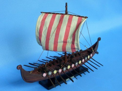 Hampton Nautical Viking Drakkar Ship, 14" , Brown